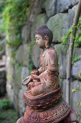 Rusted Bronze Buddha Statue in a Korean temple.