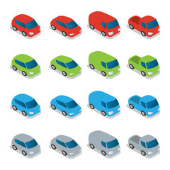 Fototapeta premium Set of Various Colored Vector Cars, Front View