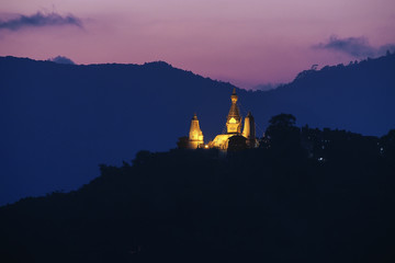 Obraz premium Swayambhunath stupa on sunset , Kathmandu, Nepal