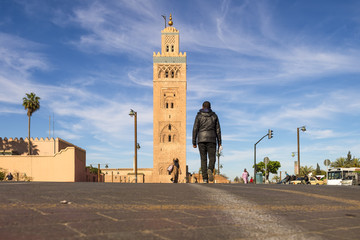 Koutoubia mosque in medina marrakech.