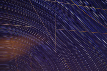 Star trails Across Plane Light Trails
