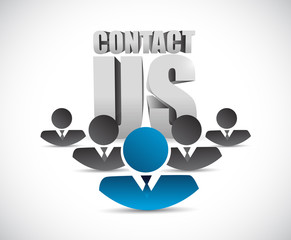 contact us sign and team. illustration