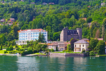 Fototapeta na wymiar A town on the Lake Maggiore in Northern Italy.