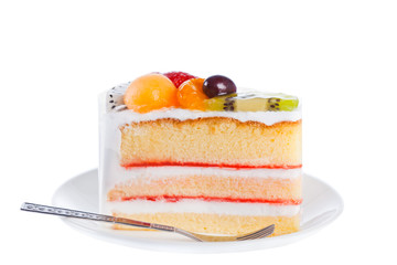 Piece of dilicious cake,Isolated on white background