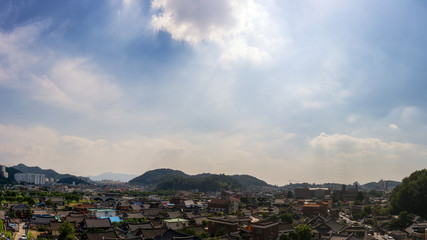 View over Jeonju Hanok Village taken