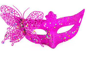 Carnival mask decorated with designs on a white background