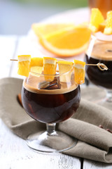 Espresso cocktail served on table