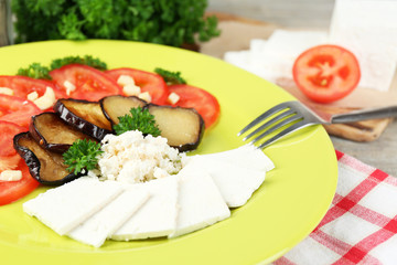 Eggplant salad with tomatoes and feta cheese,