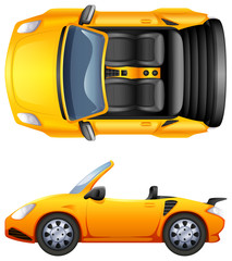 A top and side view of a sports car