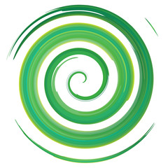 green watercolor spiral, vector illustration