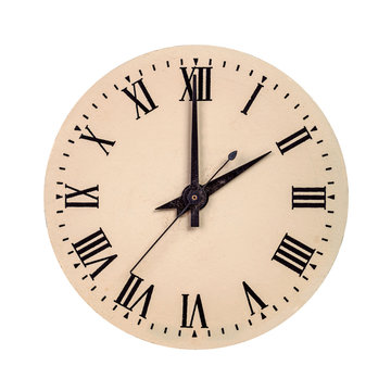Vintage clock face showing two o'clock
