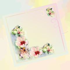 Greeting card  with astract flowers,ribbons,space for text
