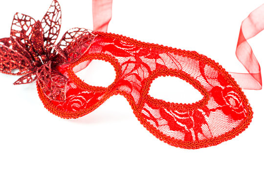 Carnival mask decorated with designs on a white background
