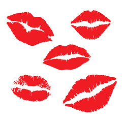 Print of red lips kiss xoxo Vector illustration