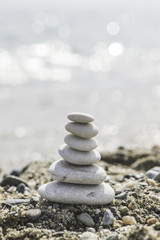 Stacked sea stones
