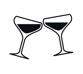 Clinking Glasses of Champagne, Vector Illustration
