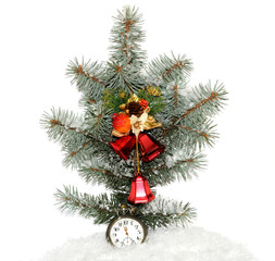 Happy New Year. Composition with old clock