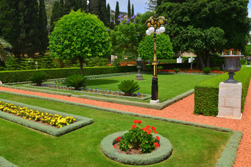 ..Park lanes and paths in the Bahai gardens, Israel