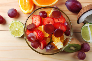 Fruit salad on table