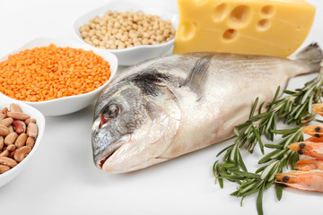 Food high in protein close-up