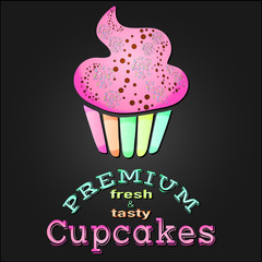 Vintage premium cupcake card. Vector illustration poster. EPS 10