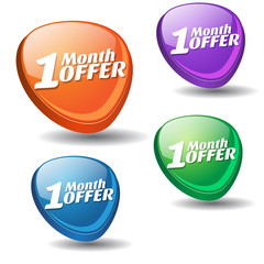 1 Month Offer Colorful Vector Icon Design