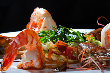 shrimp on a white plate