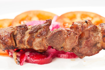 barbecue with sauce and vegetables