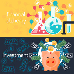 Global investment and financial alchemy concept