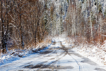 winter landscape with road