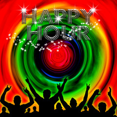 Happy Hour poster rainbow spin