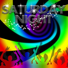 Saturday Night poster rainbow spinning vortex