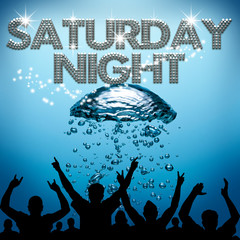 Saturday Night poster underwater diving bubbles - obrazy, fototapety, plakaty
