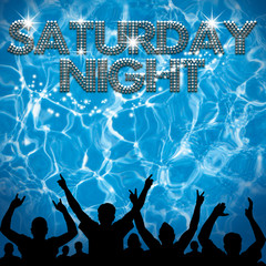 Saturday Night poster pool party - obrazy, fototapety, plakaty