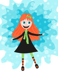 funny little girl in winter