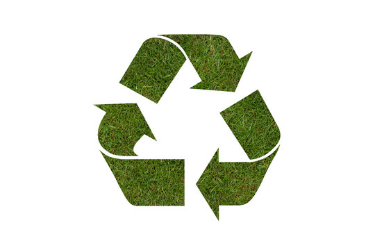 recycle symbol with real grass texture