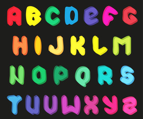 Creative multicolor alphabet set on black