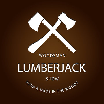Card of vintage lumberjack label, emblem