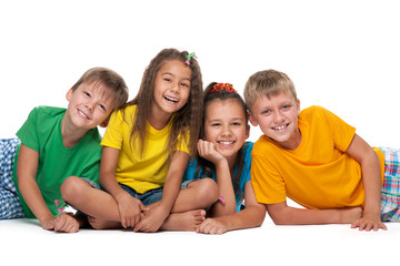Four cheerful children
