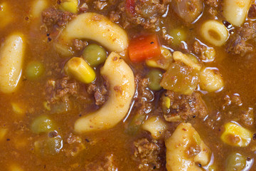 Close view of hamburger soup