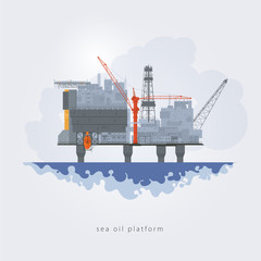 Sea oil platform, vector illustration