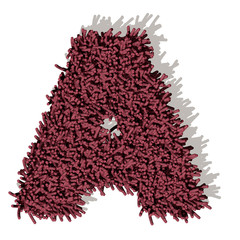 A lettera tappeto microfibra 3d, isolata su sfondo bianco