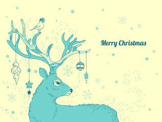 christmas card with deer