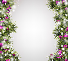 Christmas background with spruce branches.