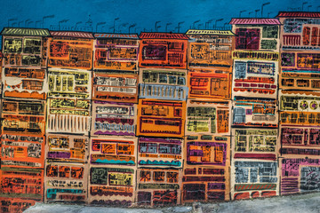 colorful design drawing street wall Soho Central Hong Kong - obrazy, fototapety, plakaty