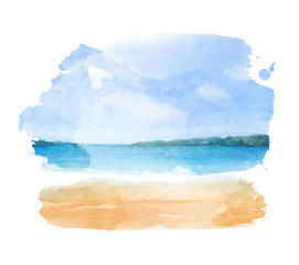 Watercolor illustration of a tropical beach - 74427334