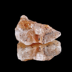 Rutile  quartz on black background ,reflection