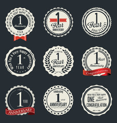 Fototapeta premium Anniversary retro badges and labels collection