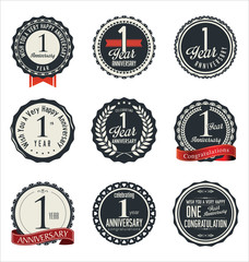 Anniversary retro badges and labels collection