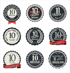 Anniversary retro badges and labels collection